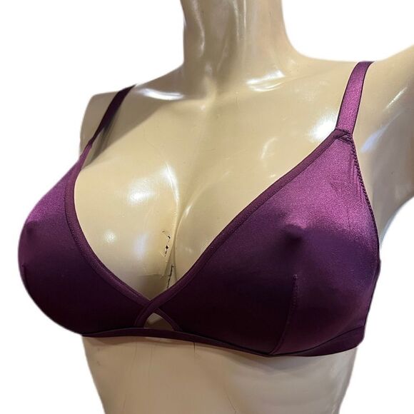 Victoria’s Secret Supersoft Satiny Unlined bralette bra Burgundy Medium - Picture 4 of 5